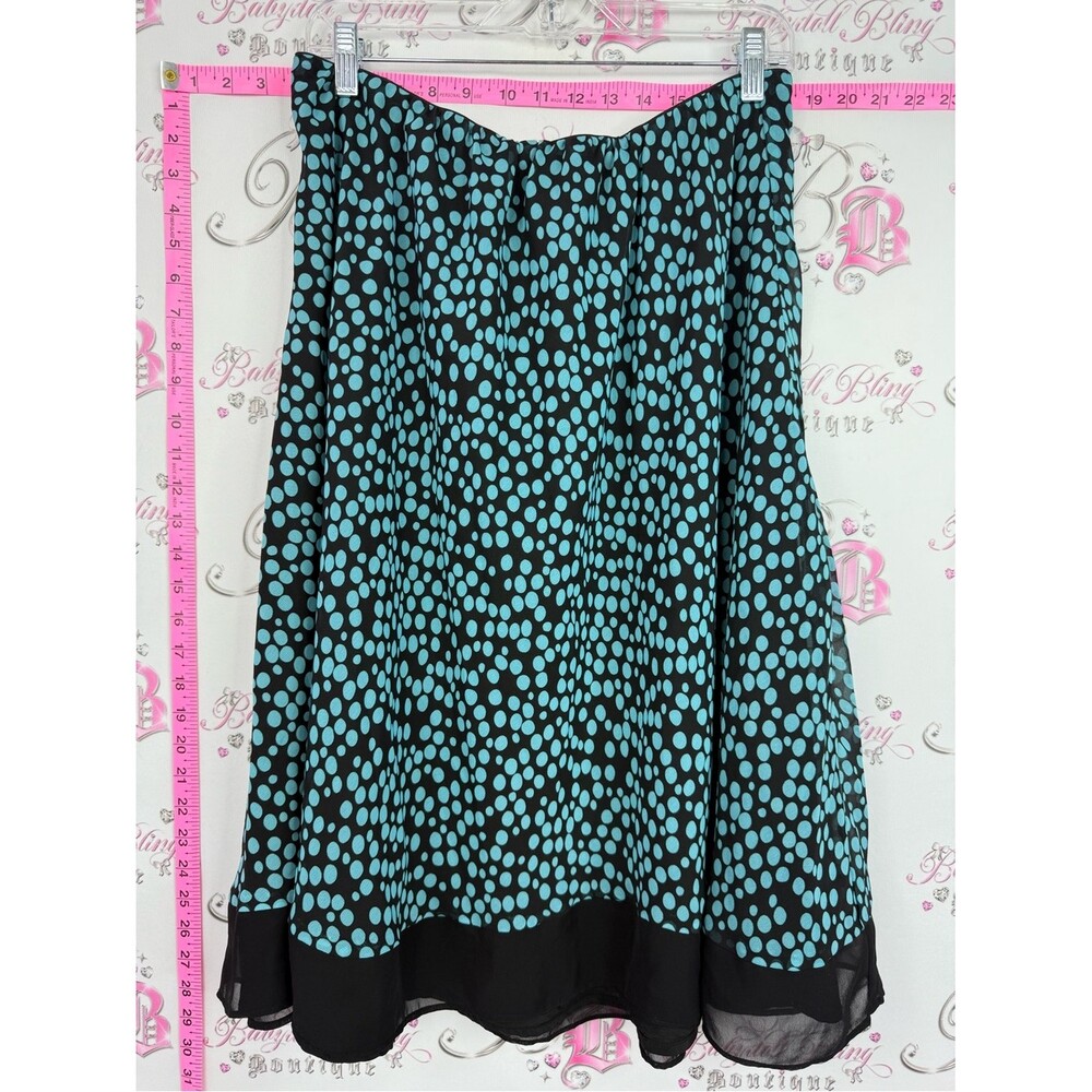 Skirt polka dot y2k flowy Black and Turquoise Polka Dot A-Line Skirt